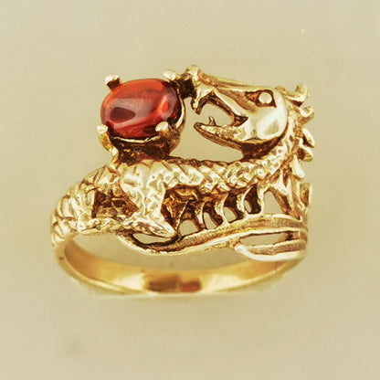 Dragon Ring with January Birthstone in Antique Bronze, Birthstone Dragon Ring, Dragon Ring for Him and Her, Bronze Dragon Jewellery, Unisex Dragon Ring, Gemstone Dragon Ring, Vintage Dragon Ring, Dragon Lover Jewelry, Bronze Dragon Ring