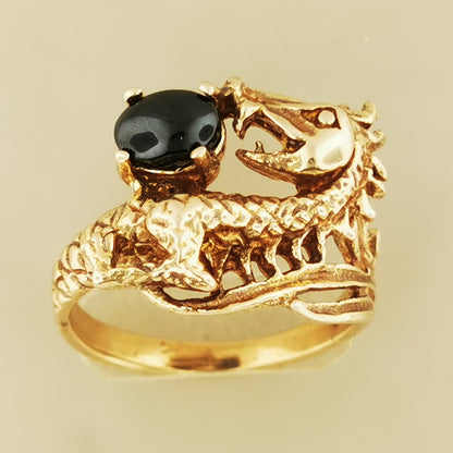 Dragon Ring with Black CZ Birthstone in Antique Bronze, Birthstone Dragon Ring, Dragon Ring for Him and Her, Bronze Dragon Jewellery, Unisex Dragon Ring, Gemstone Dragon Ring, Vintage Dragon Ring, Dragon Lover Jewelry, Bronze Dragon Ring