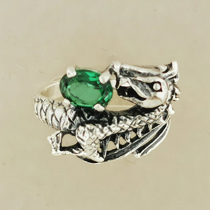 Birthstone Dragon Ring in Sterling Silver