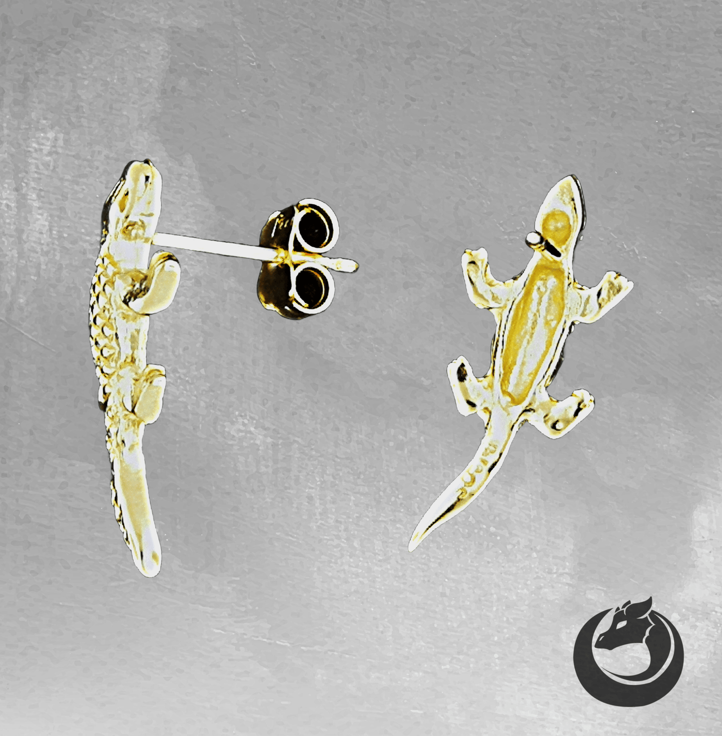 Gold Alligator Stud Earrings made to order - Le Dragon Argenté