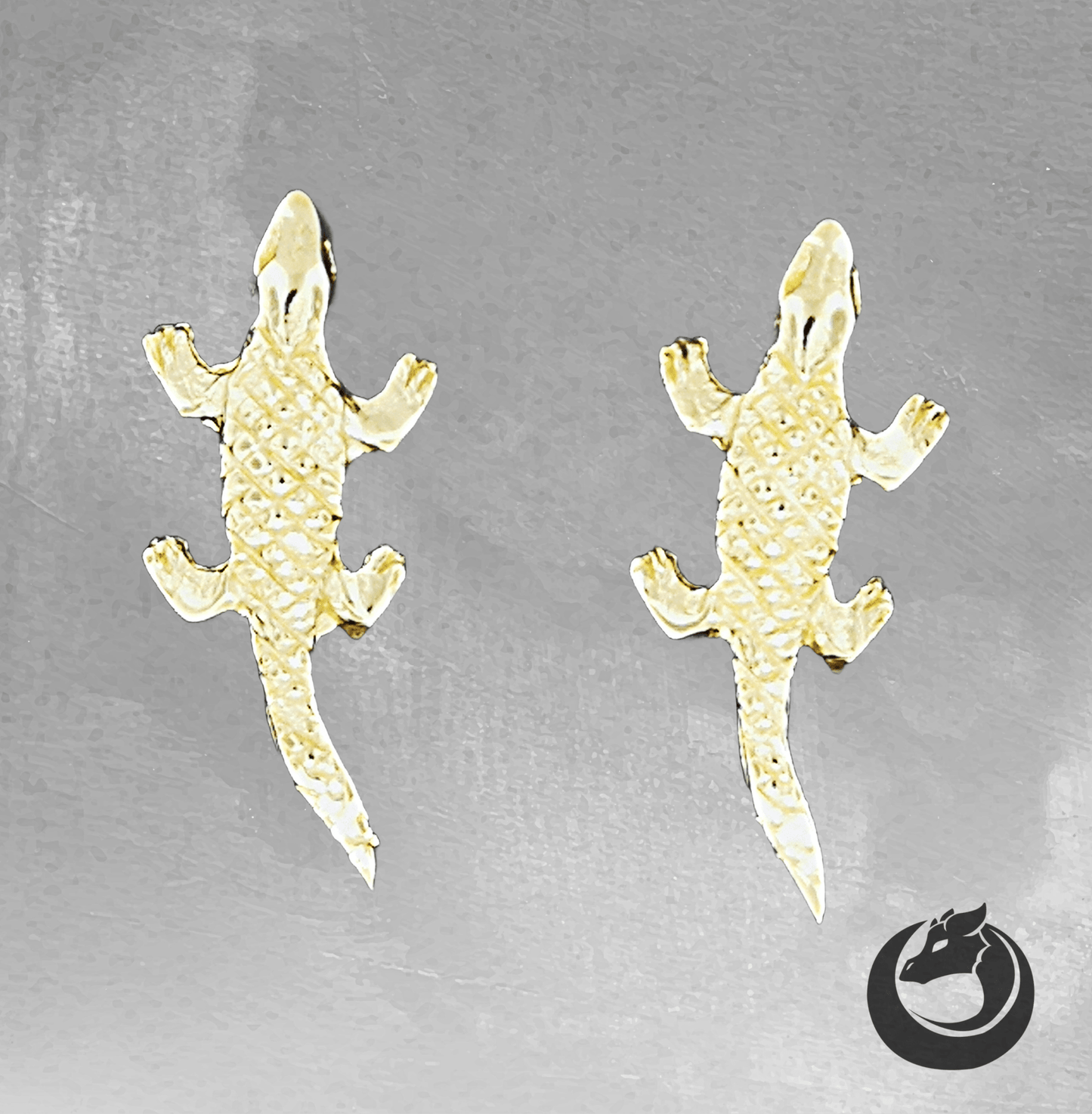 Gold Alligator Stud Earrings made to order - Le Dragon Argenté