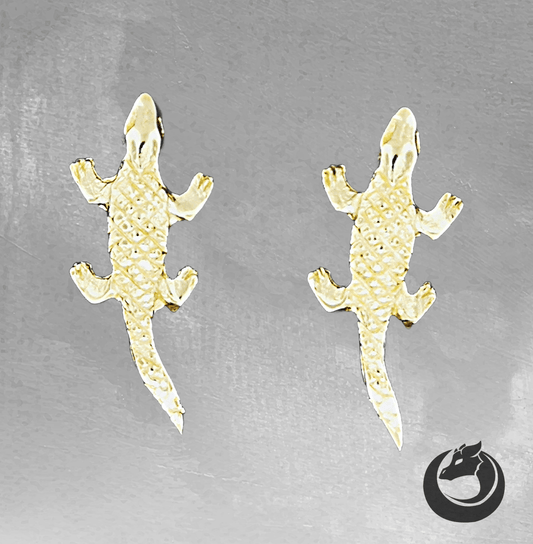 Gold Alligator Stud Earrings made to order - Le Dragon Argenté