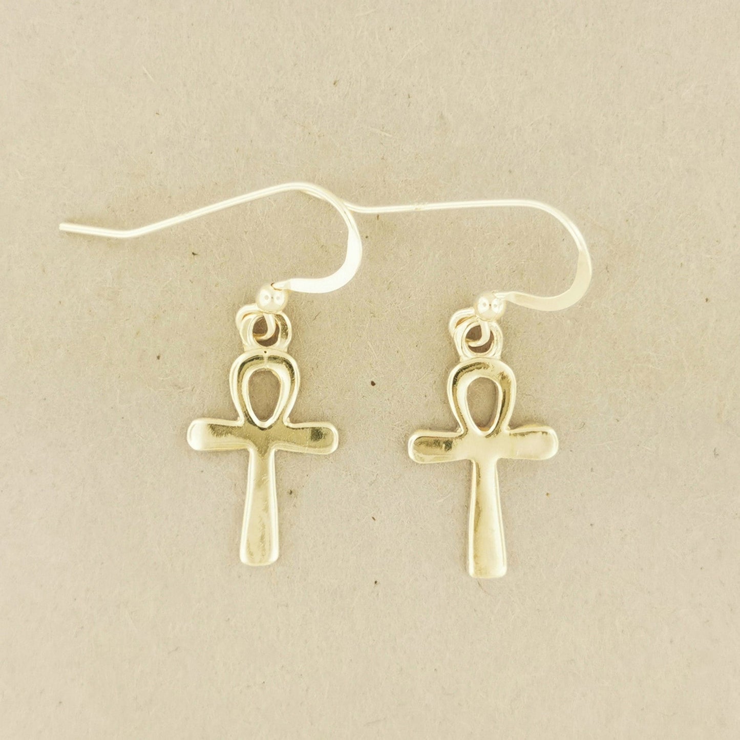 Gold Ankh Charm Earrings - Le Dragon Argenté