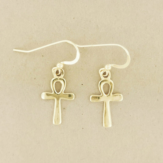 Gold Ankh Charm Earrings - Le Dragon Argenté