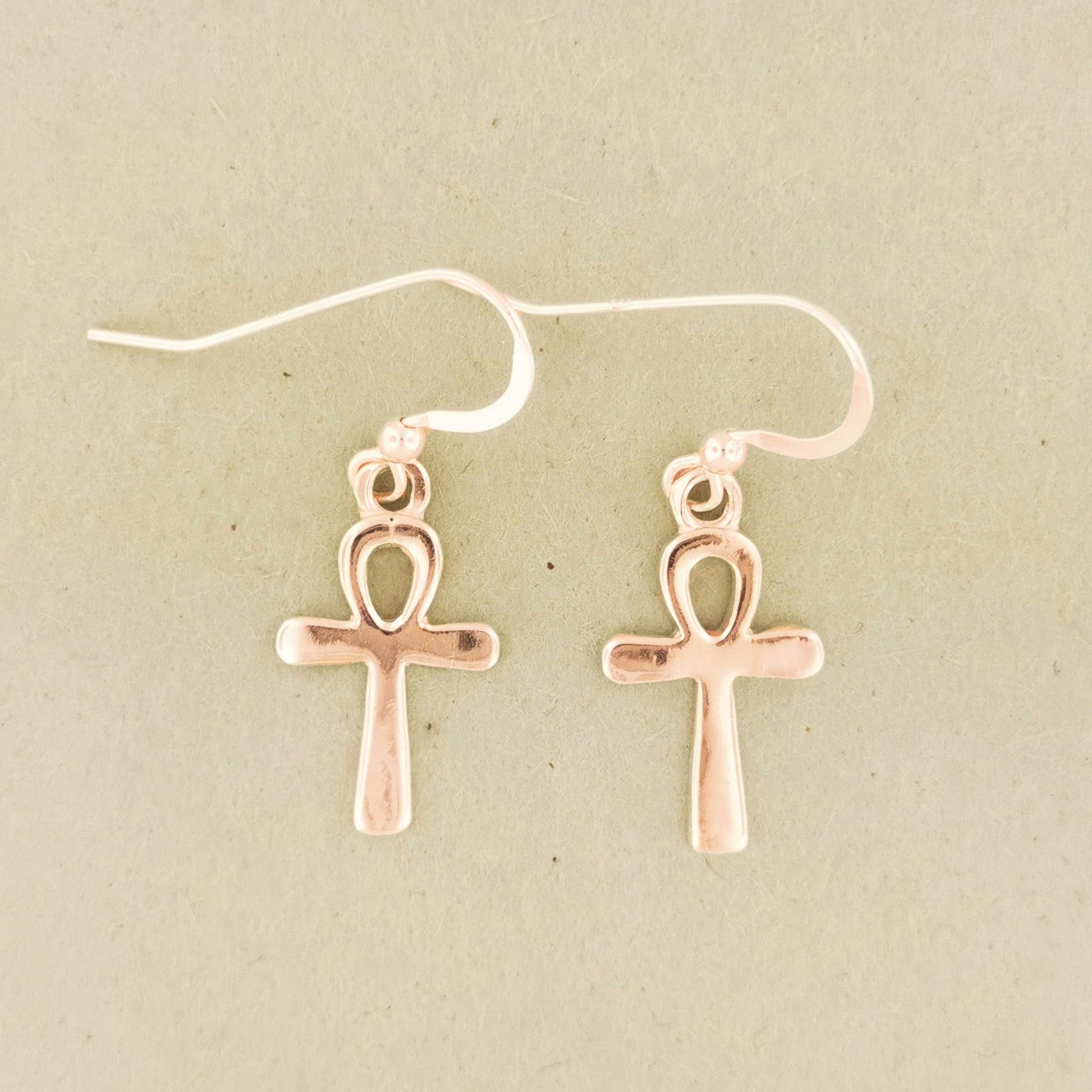 Gold Ankh Charm Earrings - Le Dragon Argenté