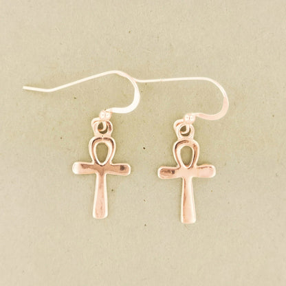 Gold Ankh Charm Earrings - Le Dragon Argenté