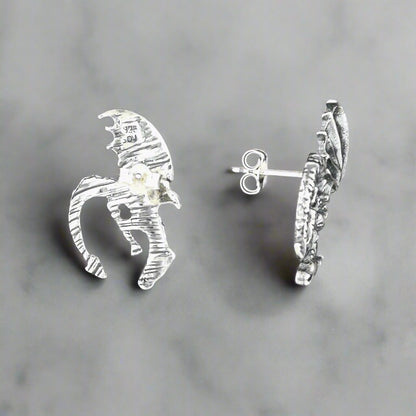 Gold Diving Dragon Stud Earrings - Le Dragon Argenté