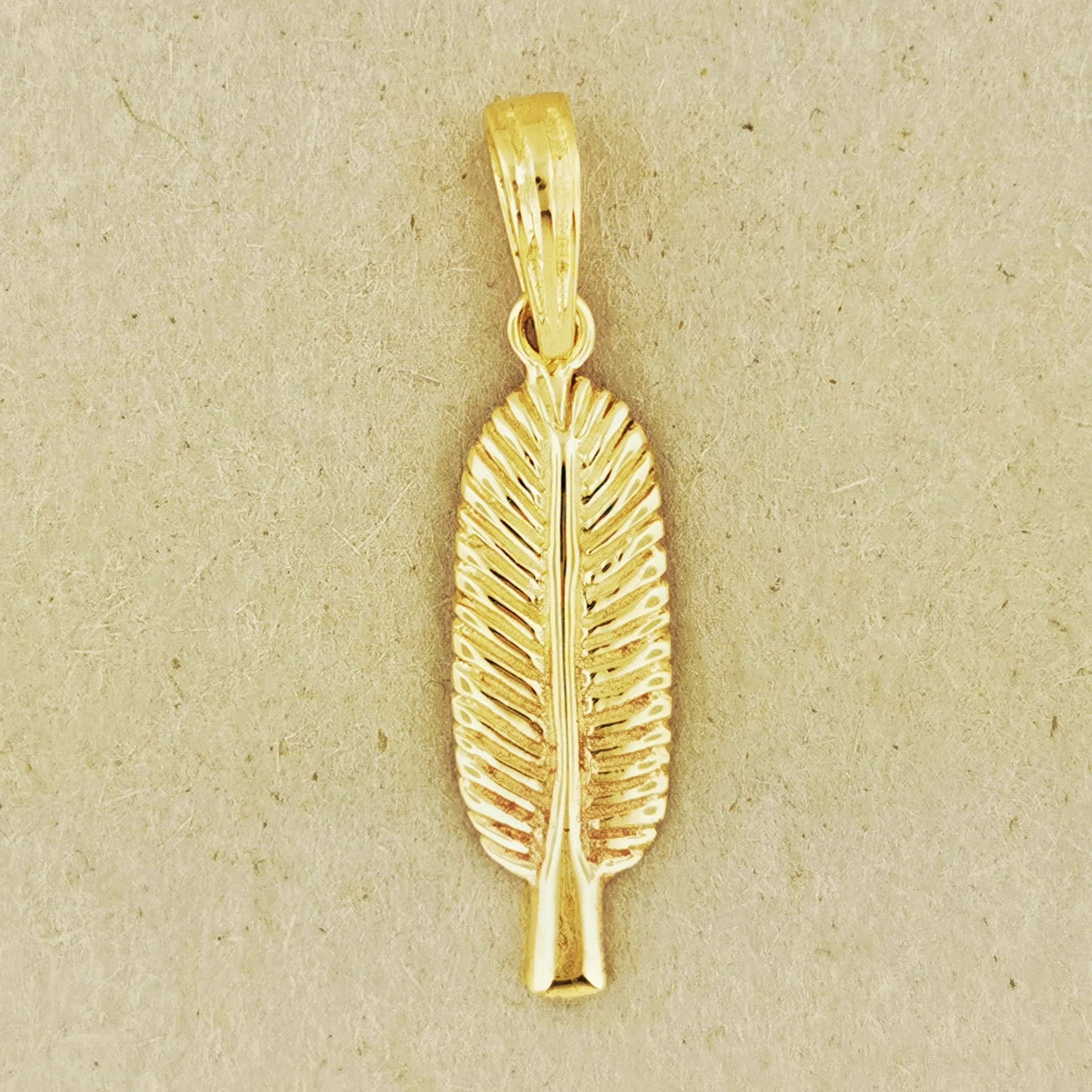 Gold Egyptian Feather Charm Pendant - Le Dragon Argenté