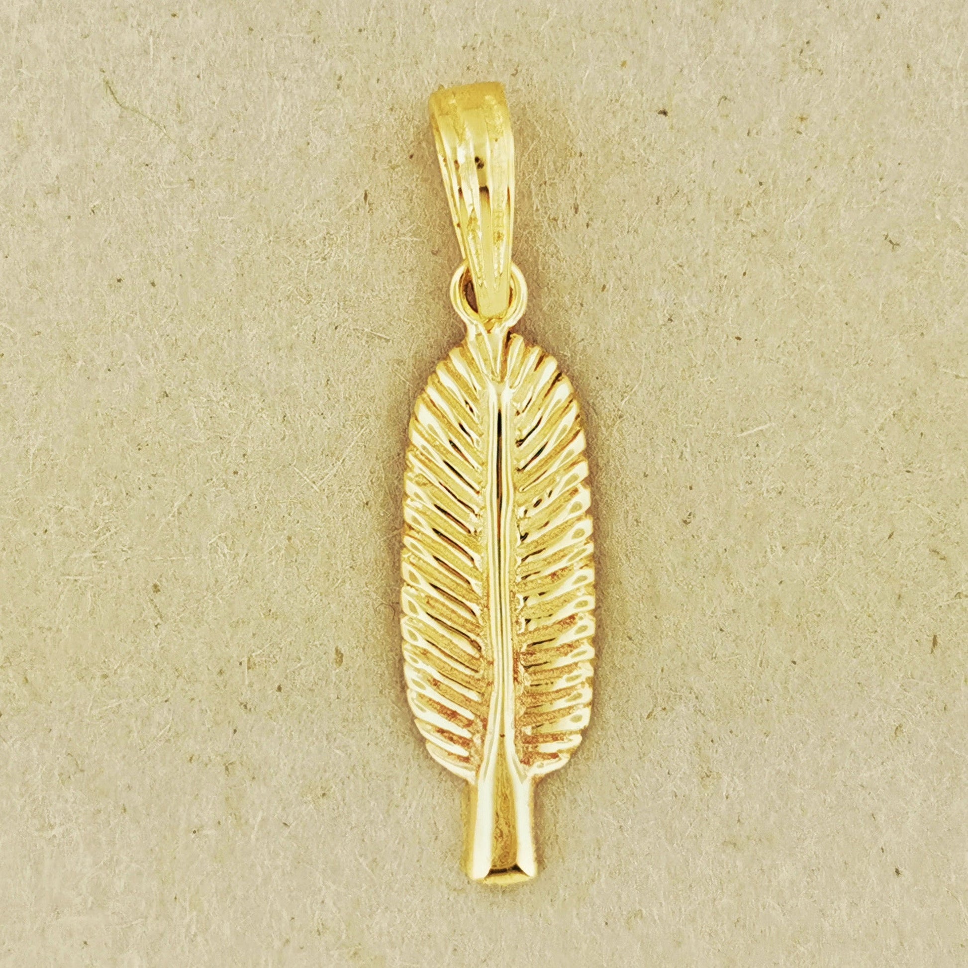 Gold Egyptian Feather Charm Pendant - Le Dragon Argenté