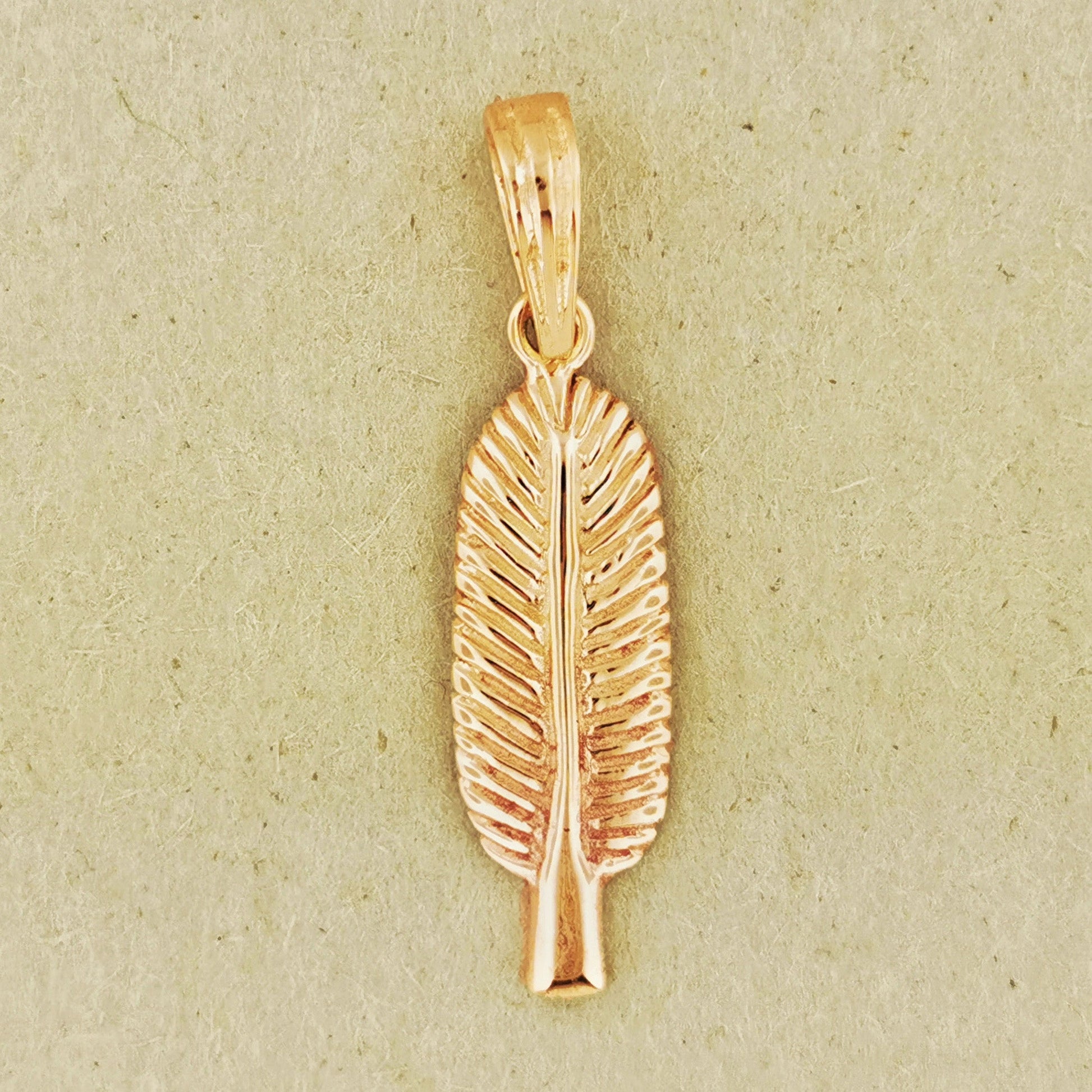 Gold Egyptian Feather Charm Pendant - Le Dragon Argenté