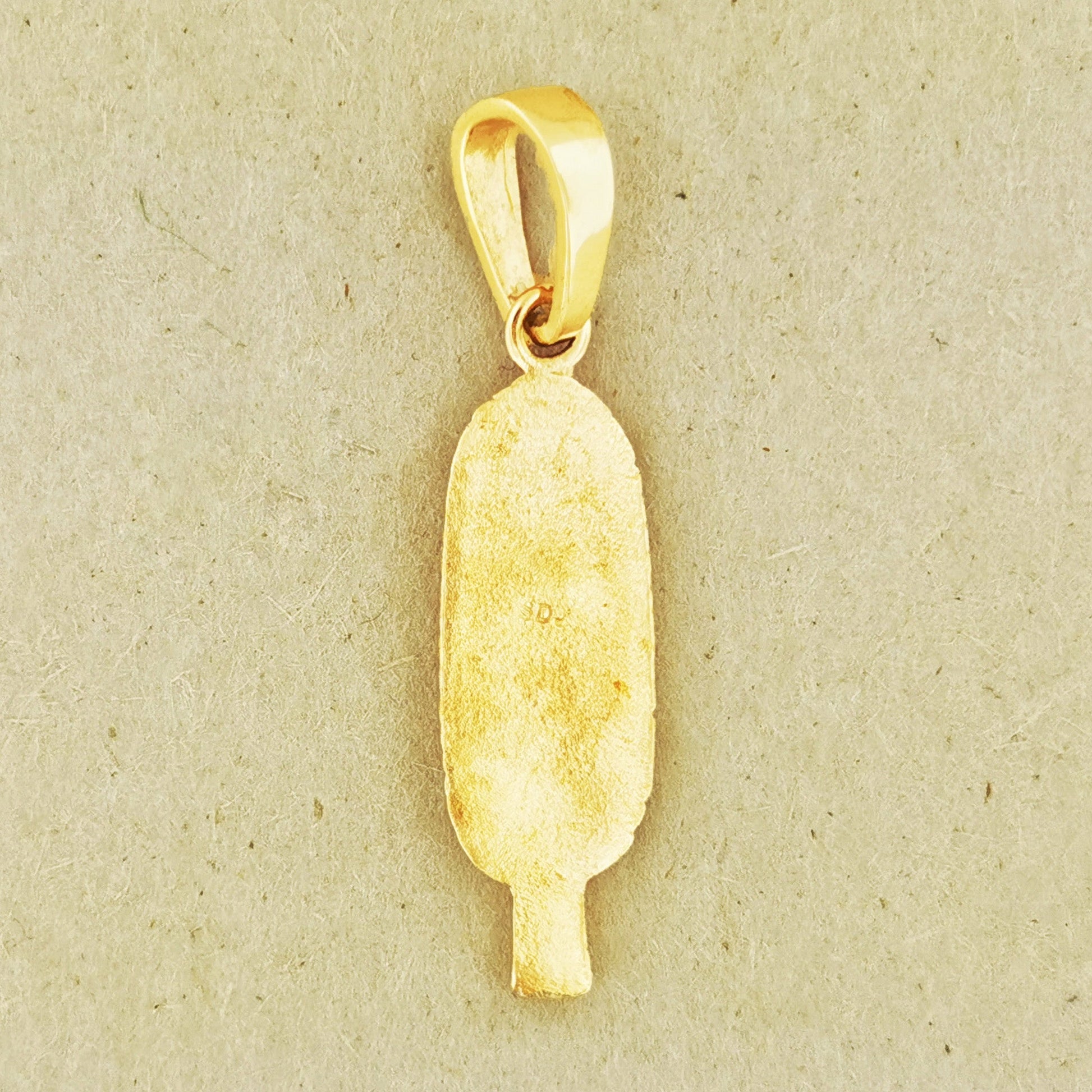 Gold Egyptian Feather Charm Pendant - Le Dragon Argenté