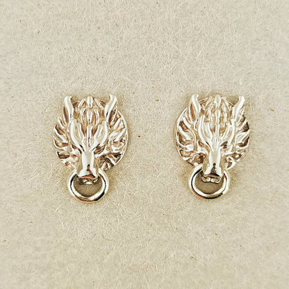 Gold Final Fantasy 7 Fenrir Wolf Stud Earrings - Le Dragon Argenté