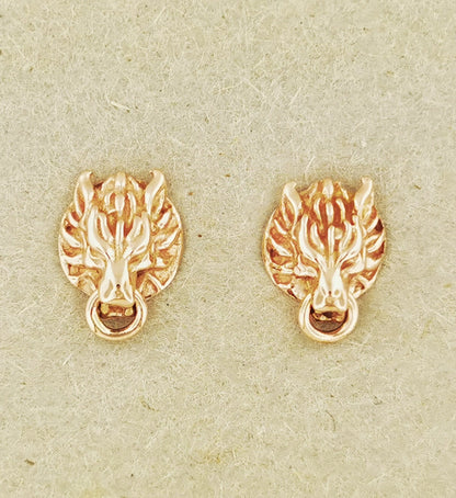 Gold Final Fantasy 7 Fenrir Wolf Stud Earrings - Le Dragon Argenté