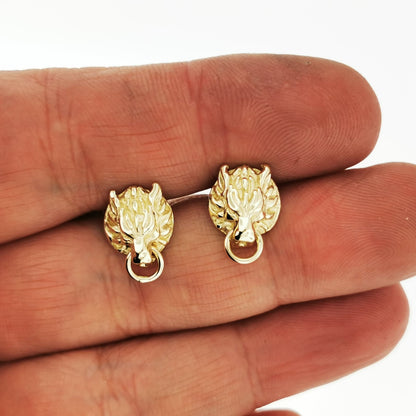 Gold Final Fantasy 7 Fenrir Wolf Stud Earrings - Le Dragon Argenté