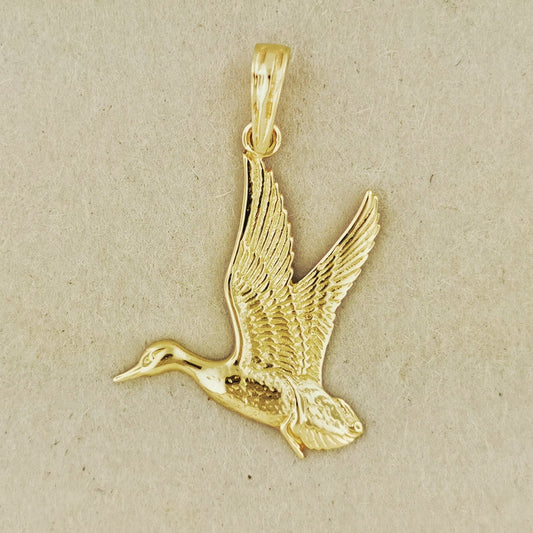 Gold Flying Duck Pendant - Le Dragon Argenté