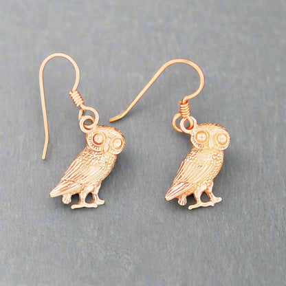 Gold Hellenic Owl Earrings - Le Dragon Argenté