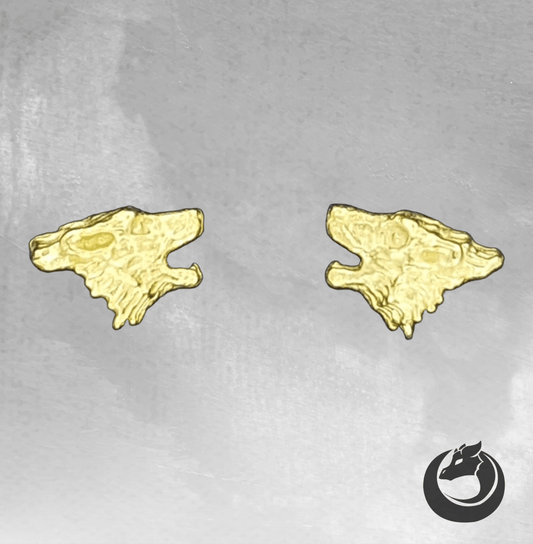 Gold Howling Wolves Earrings made to order - Le Dragon Argenté