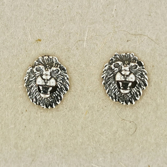 Gold Lion Head Stud Earrings Made to Order - Le Dragon Argenté