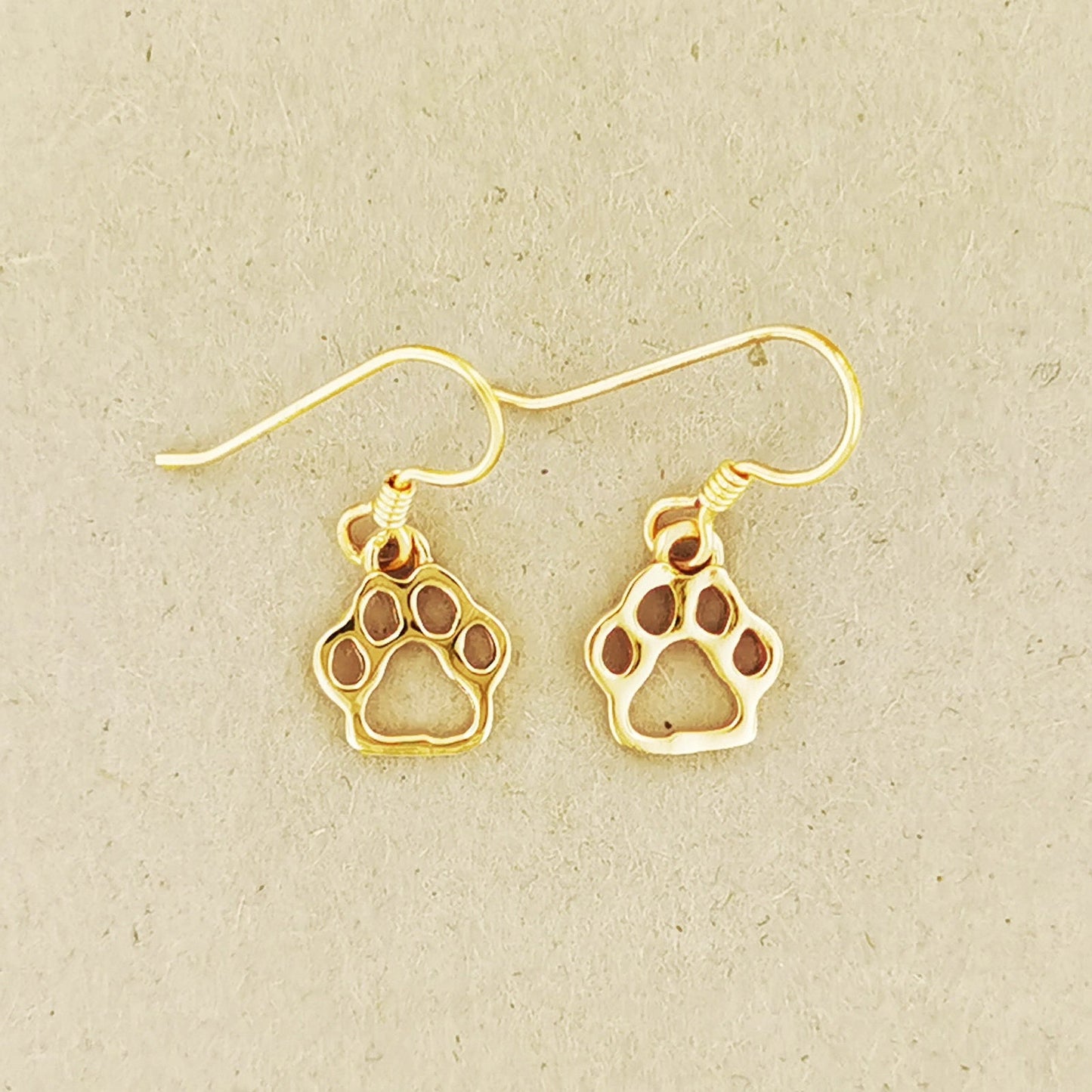 Gold Paw Print Silhouette Earrings - Le Dragon Argenté