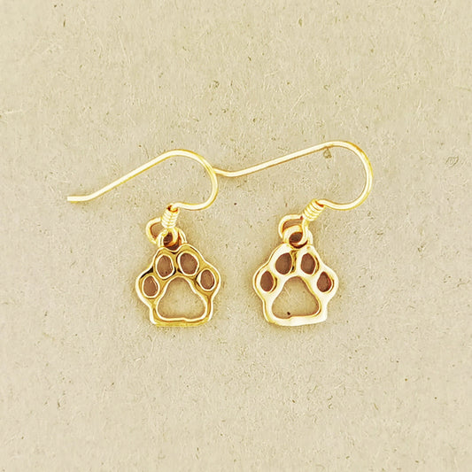 Gold Paw Print Silhouette Earrings - Le Dragon Argenté