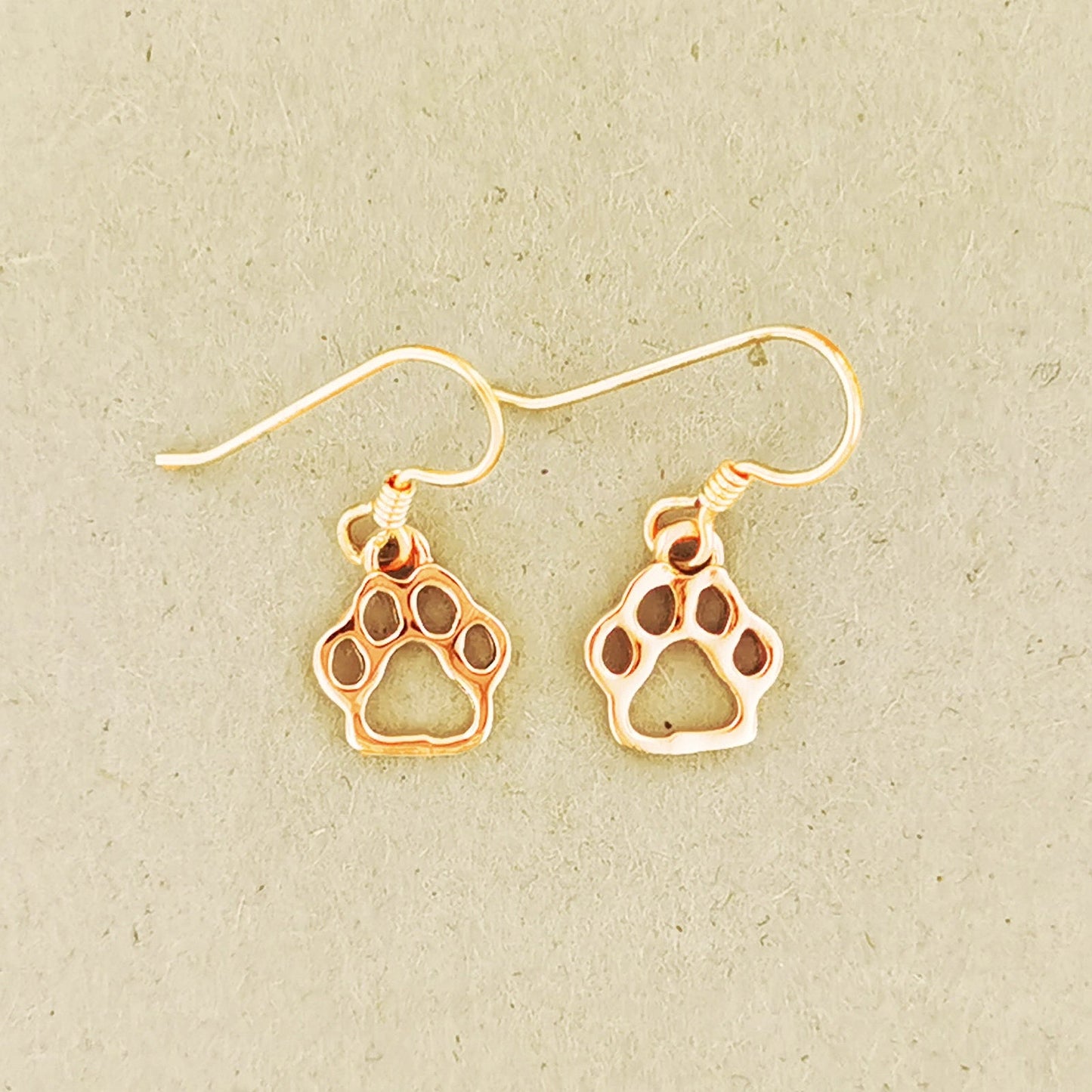 Gold Paw Print Silhouette Earrings - Le Dragon Argenté