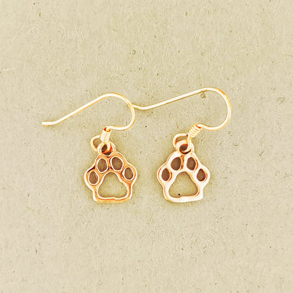 Gold Paw Print Silhouette Earrings - Le Dragon Argenté