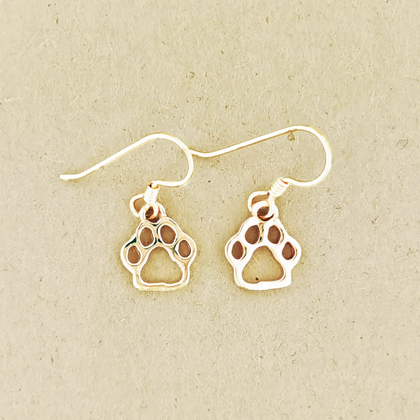 Gold Paw Print Silhouette Earrings - Le Dragon Argenté