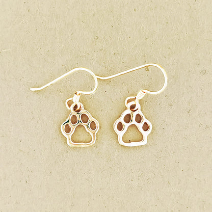 Gold Paw Print Silhouette Earrings - Le Dragon Argenté