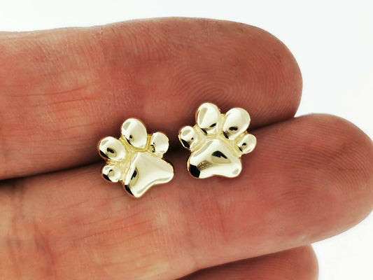 Gold Paw Print Stud Earrings Made To Order - Le Dragon Argenté