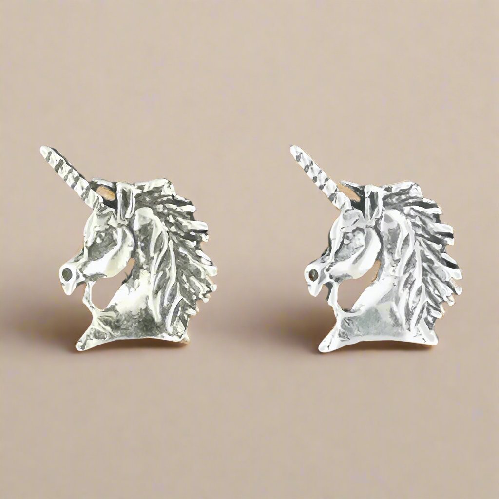 Gold Unicorn Head Earrings made to order - Le Dragon Argenté