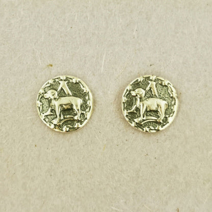 Gold Zodiac Stud Earrings Made to Order - Le Dragon Argenté