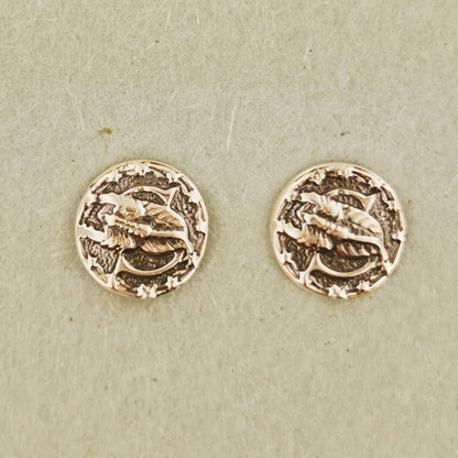 Gold Zodiac Stud Earrings Made to Order - Le Dragon Argenté