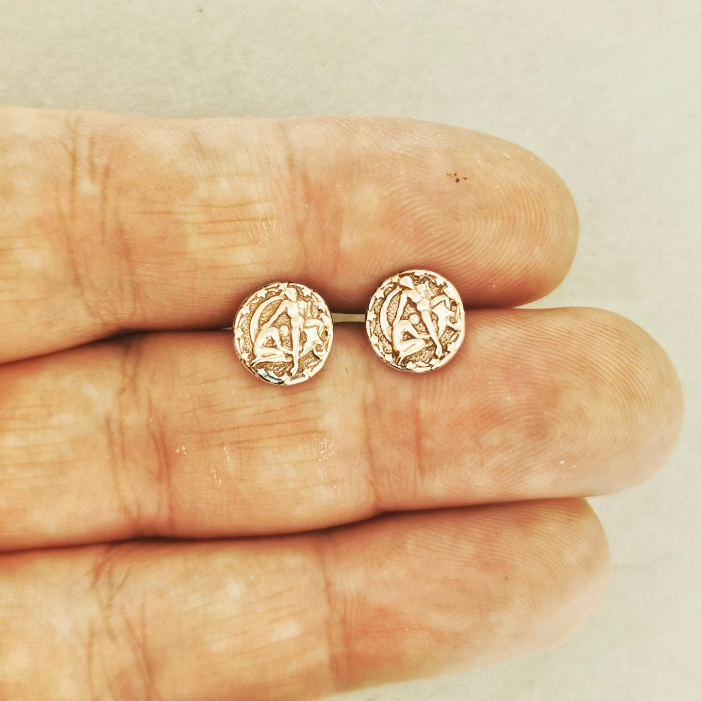 Gold Zodiac Stud Earrings Made to Order - Le Dragon Argenté