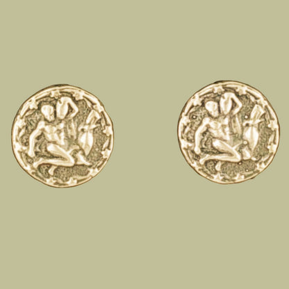 Gold Zodiac Stud Earrings Made to Order - Le Dragon Argenté