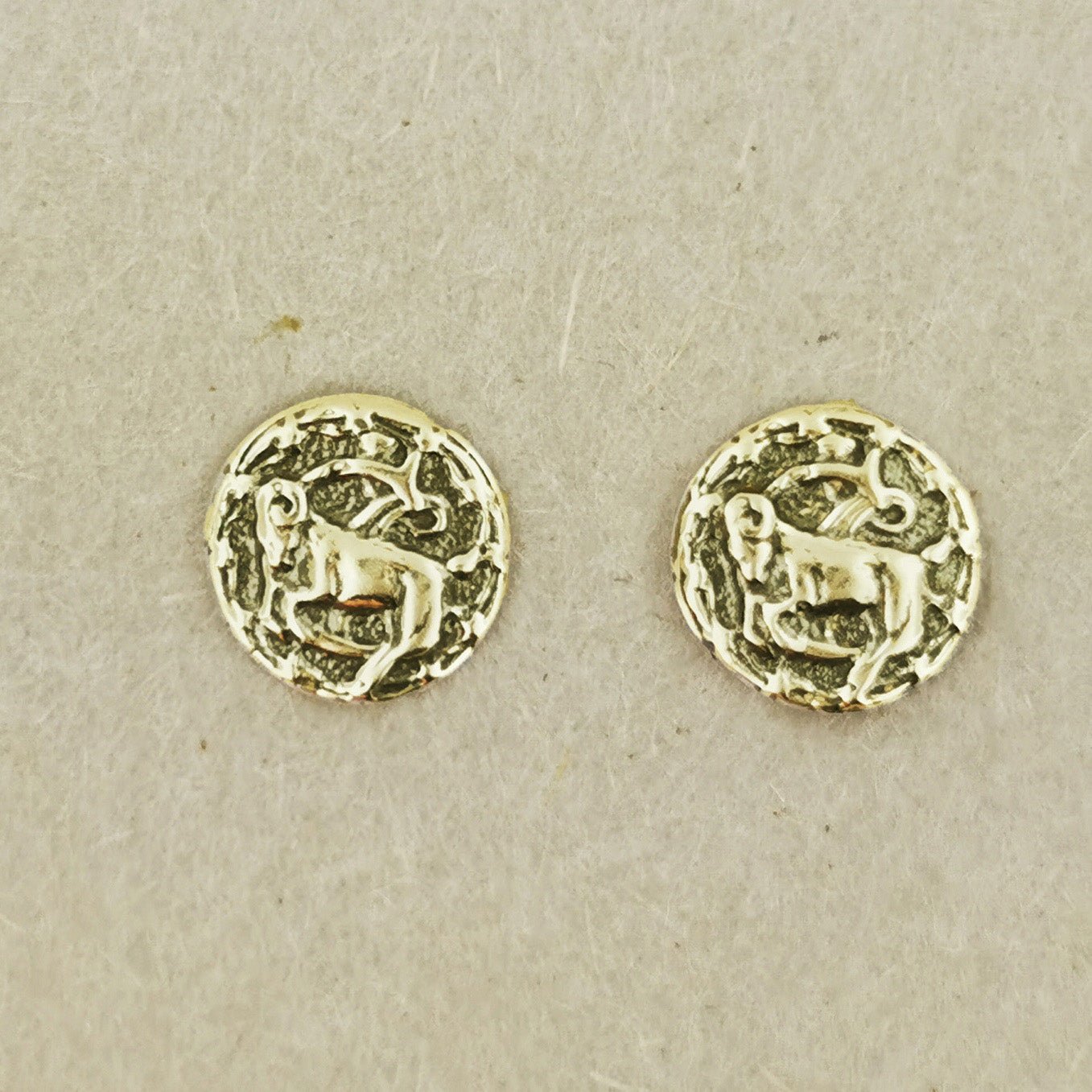 Gold Zodiac Stud Earrings Made to Order - Le Dragon Argenté