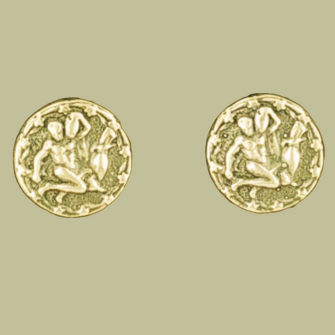 Gold Zodiac Stud Earrings Made to Order - Le Dragon Argenté