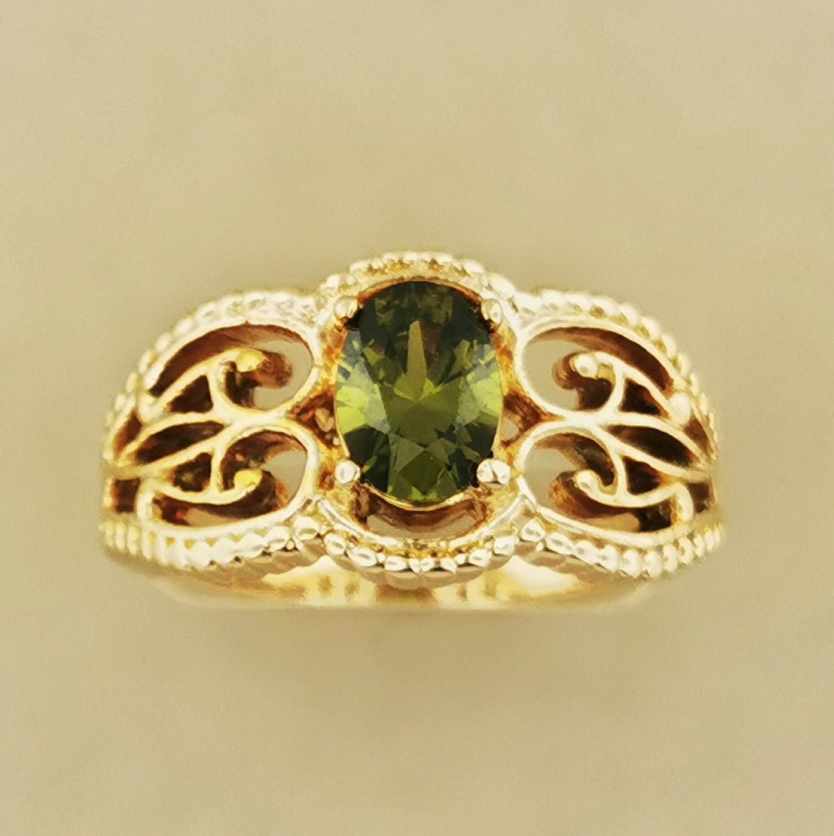 Gothic Style Filigree Birthstone Ring in Antique Bronze - Le Dragon Argenté