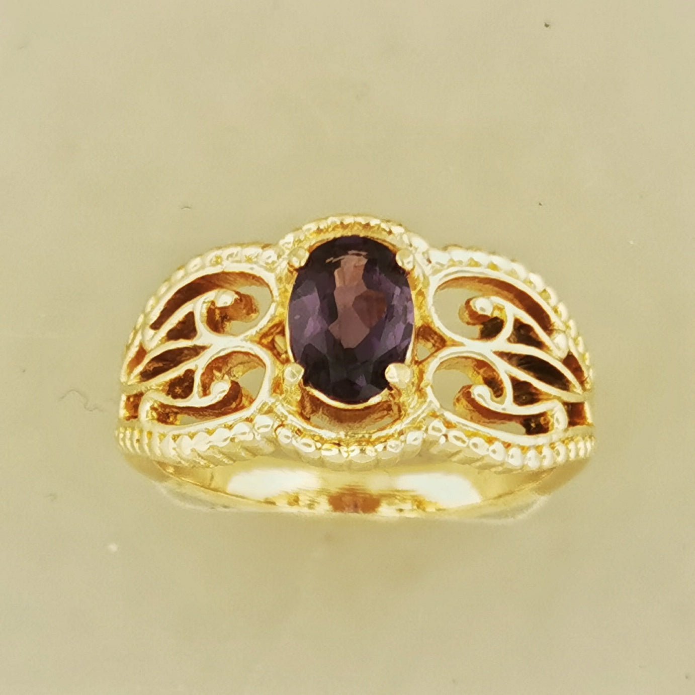 Gothic Style Filigree Birthstone Ring in Antique Bronze - Le Dragon Argenté