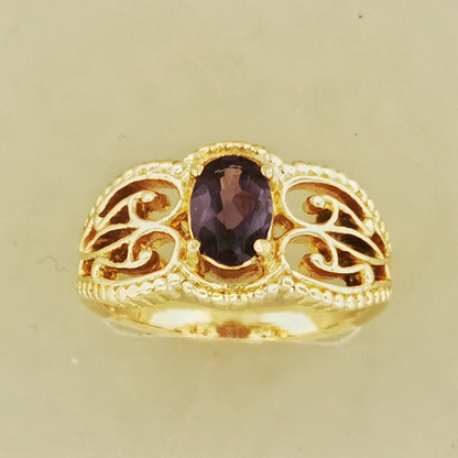 Gothic Style Filigree Birthstone Ring in Antique Bronze - Le Dragon Argenté