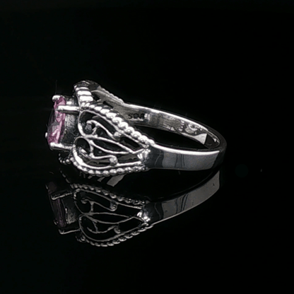 Gothic Style Filigree Birthstone Ring in Sterling Silver - Le Dragon Argenté
