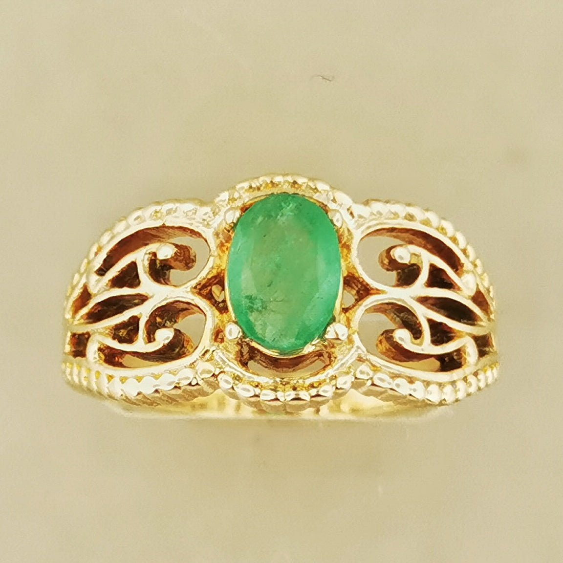 Gothic Style Filigree Ring with Gemstone in Antique Bronze - Le Dragon Argenté