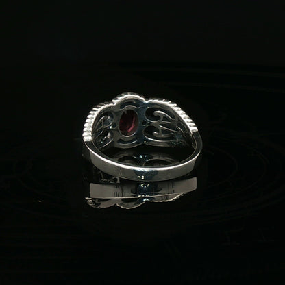 Gothic Style Filigree Ring with Gemstone in Sterling Silver - Le Dragon Argenté