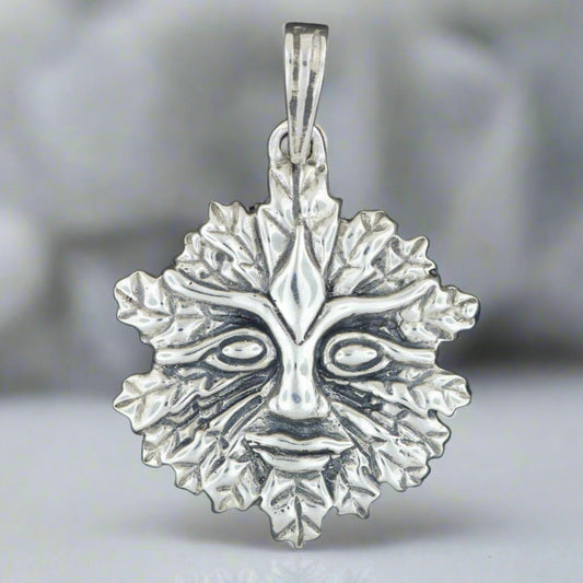 Green Man Pendant in Sterling Silver or Antique Bronze - Le Dragon Argenté