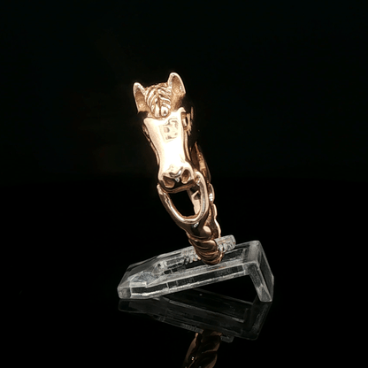 Handmade horse head with bridle ring in bronze styled as equestrian jewelry gift for riders and cowgirls - Le Dragon Argenté