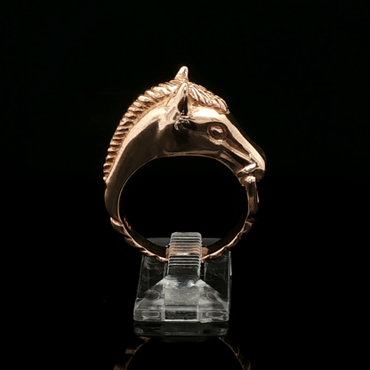 Handmade horse head with bridle ring in bronze styled as equestrian jewelry gift for riders and cowgirls - Le Dragon Argenté