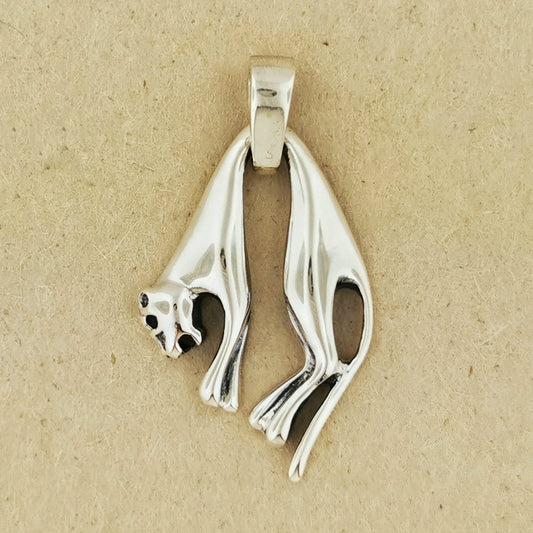 Hanging Cat Pendant in Sterling Silver or Antique Bronze - Le Dragon Argenté