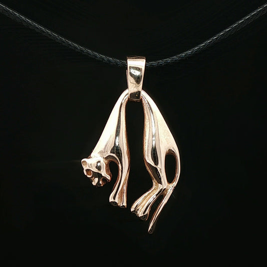 Hanging Cat Pendant in Sterling Silver or Antique Bronze - Le Dragon Argenté - animal jewelry - animal pendant - cartier cat