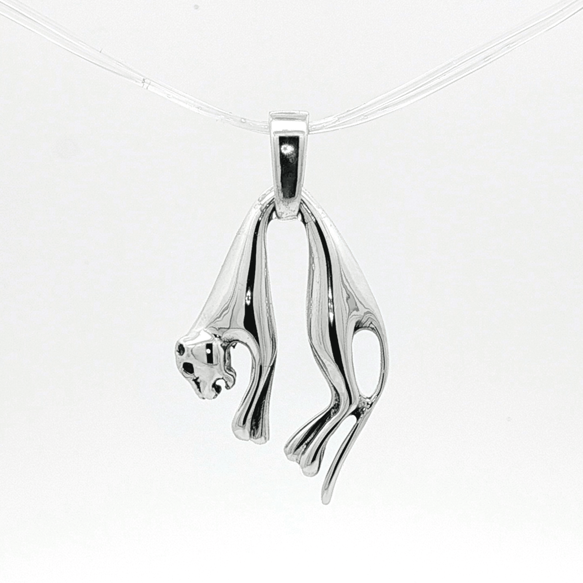 Hanging Cat Pendant in Sterling Silver or Antique Bronze - Le Dragon Argenté