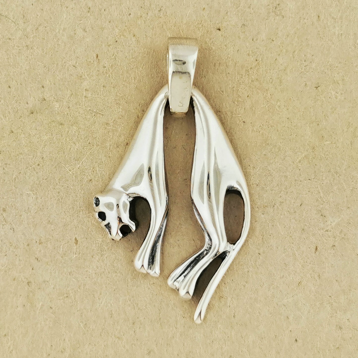 Hanging Cat Pendant in Sterling Silver, silver cat pendant, sterling silver cat pendant, silver cat jewelry, sterling silver cat jewelry, cat lover pendant, hanging cat pendant, art nouveau cat pendant, art nouveau silver pendant, silver art nouveau cat pendant