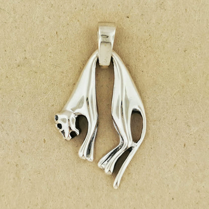 Hanging Cat Pendant in Sterling Silver, silver cat pendant, sterling silver cat pendant, silver cat jewelry, sterling silver cat jewelry, cat lover pendant, hanging cat pendant, art nouveau cat pendant, art nouveau silver pendant, silver art nouveau cat pendant